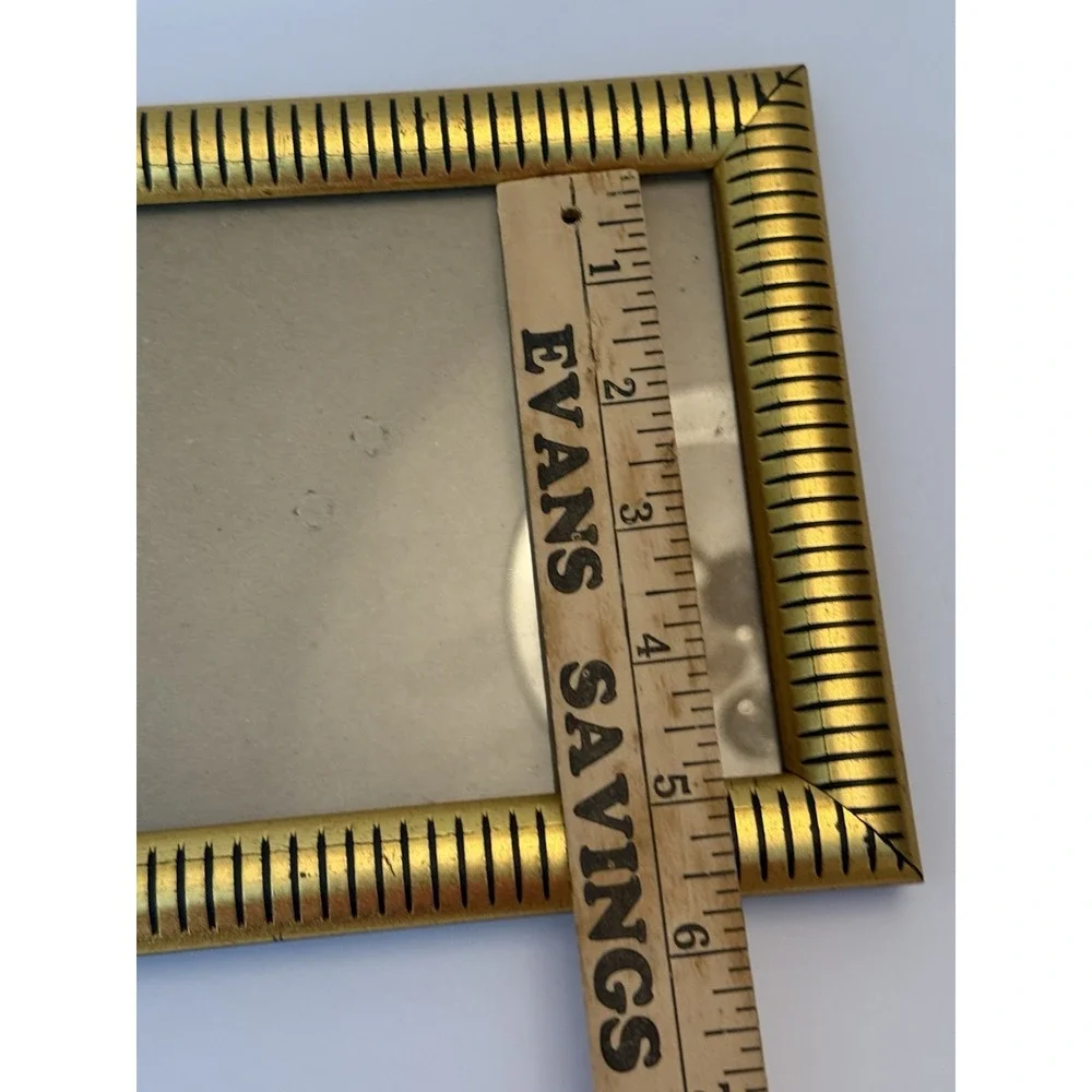 Vintage Gold Wood Picture Frame 5x7 Horizontal Vertical Striped‎ Design Retro